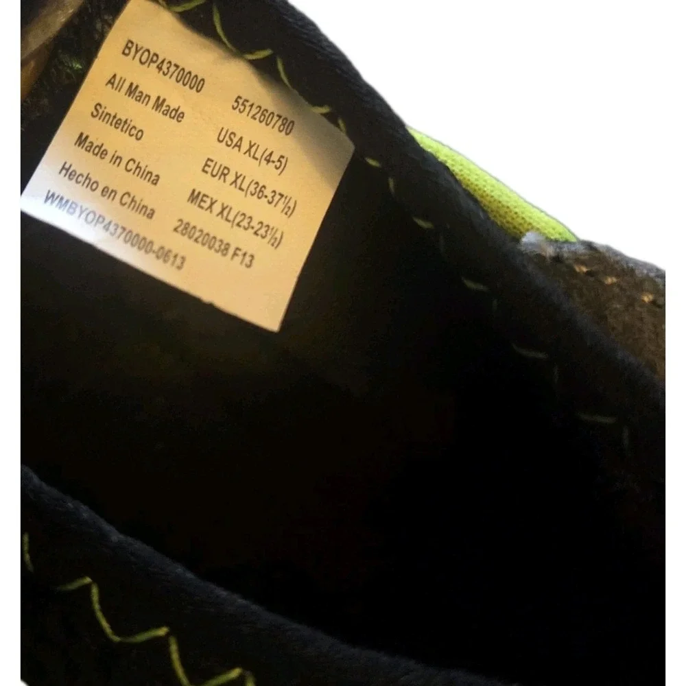 Kids Water Shoes Size XL 4–5 Black Neon Green Aqua Swim Shoes Toe Guard Snaphook